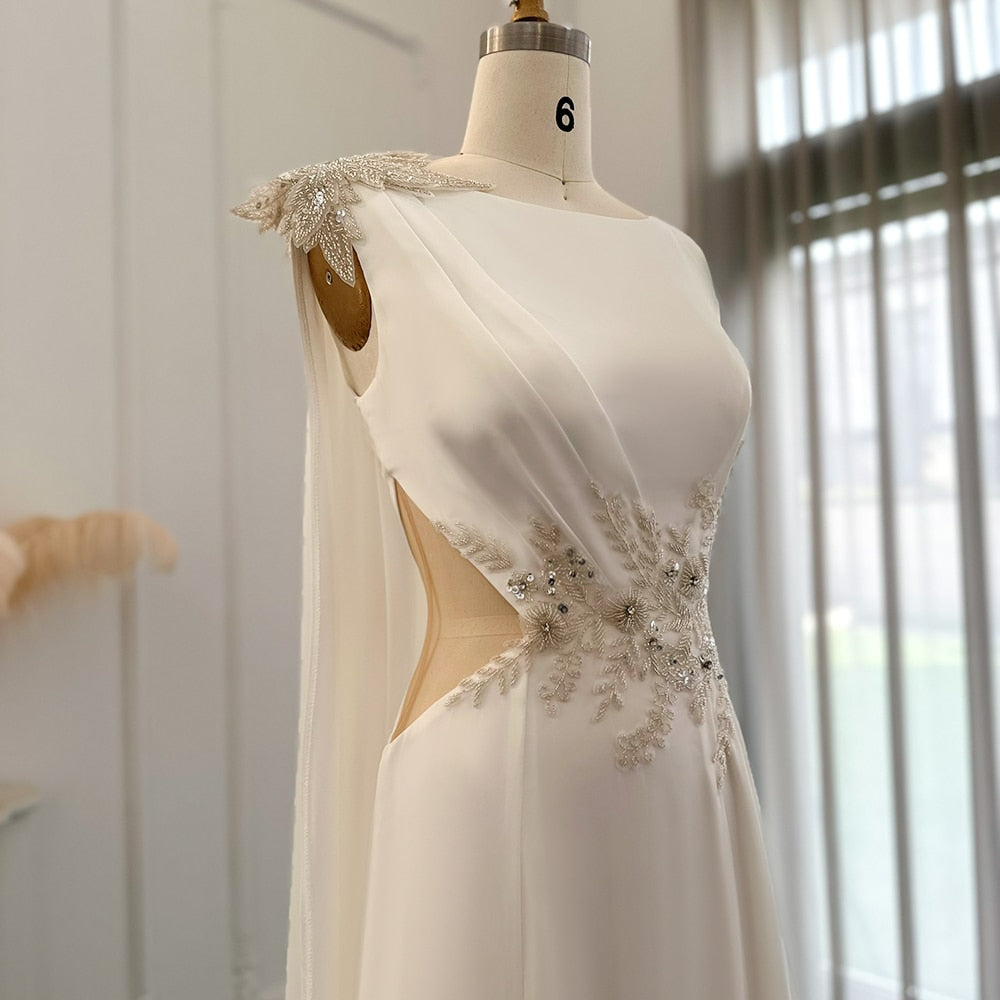 Amazon.com: Elegant Simple Flared Short Sleeve Sweep Train Wedding Gown  Wedding Dress White Formal Long Evening Dress White S : Clothing, Shoes &  Jewelry